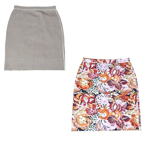 J. McLaughlin Halle Women's Reversible Floral / Houndstooth Pencil Skirt - Picture 1 of 8